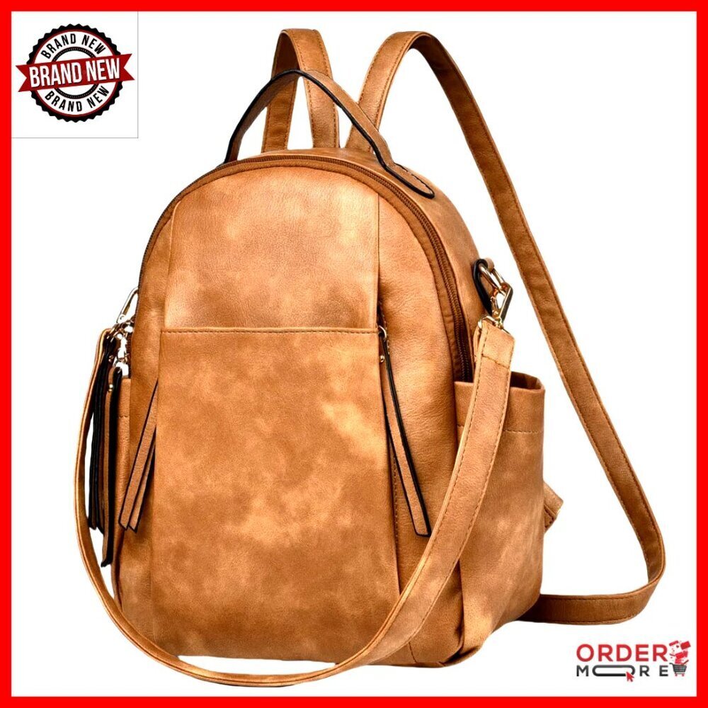 Leather Mini Backpack Purse for Women, Convertible Shoulder Bag, Multiple